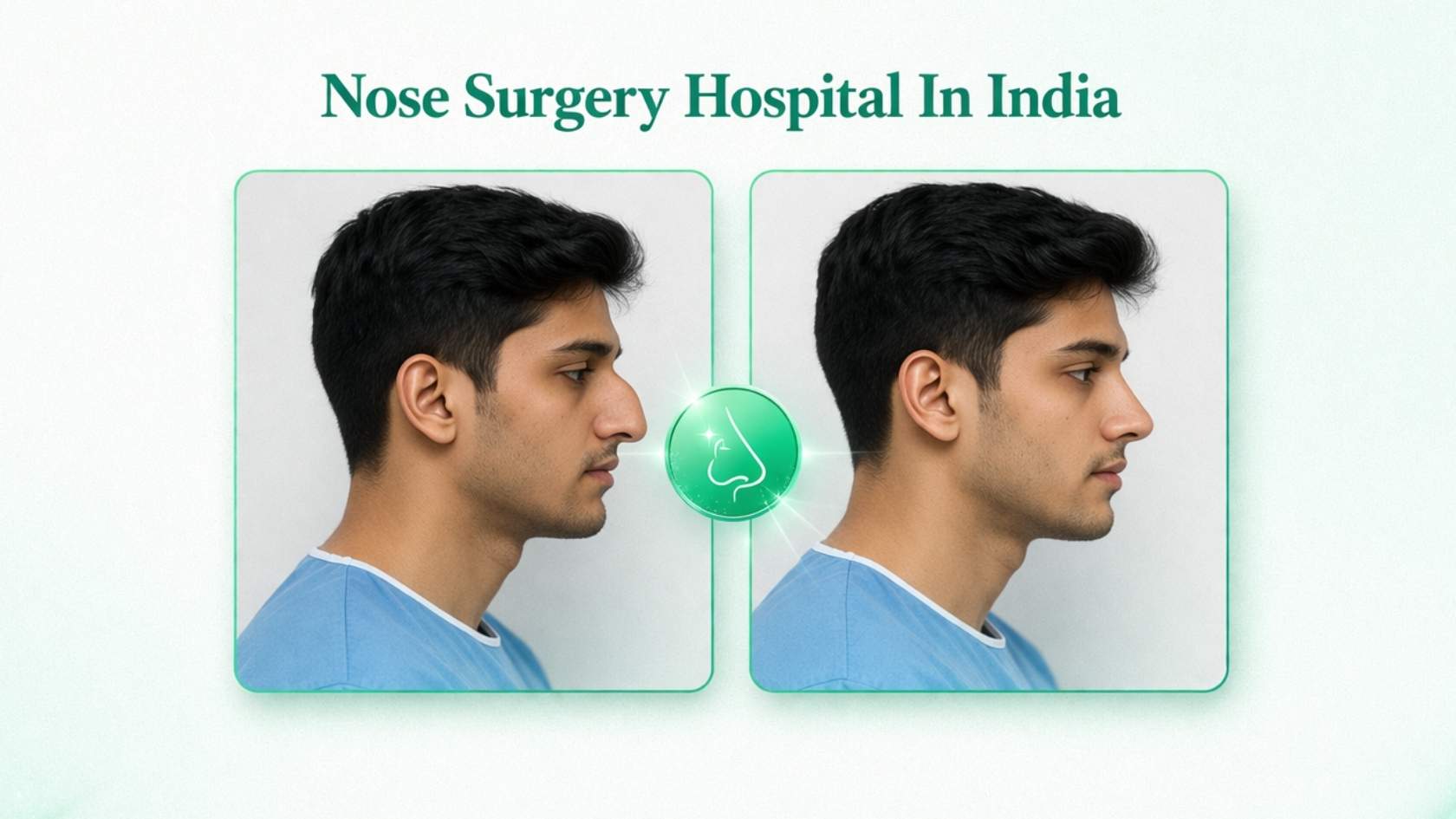 Nose surgery before and after results showing improved facial profile