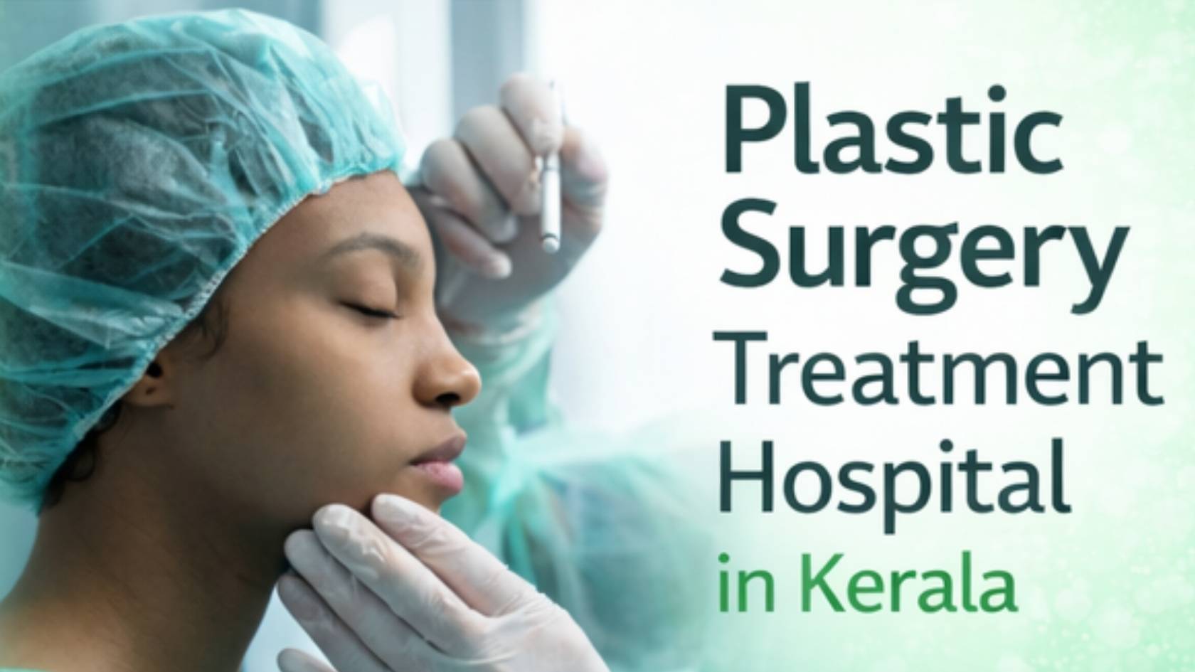 Plastic surgeon examining a female patient’s face before a cosmetic procedure at a plastic surgery treatment hospital in Kerala