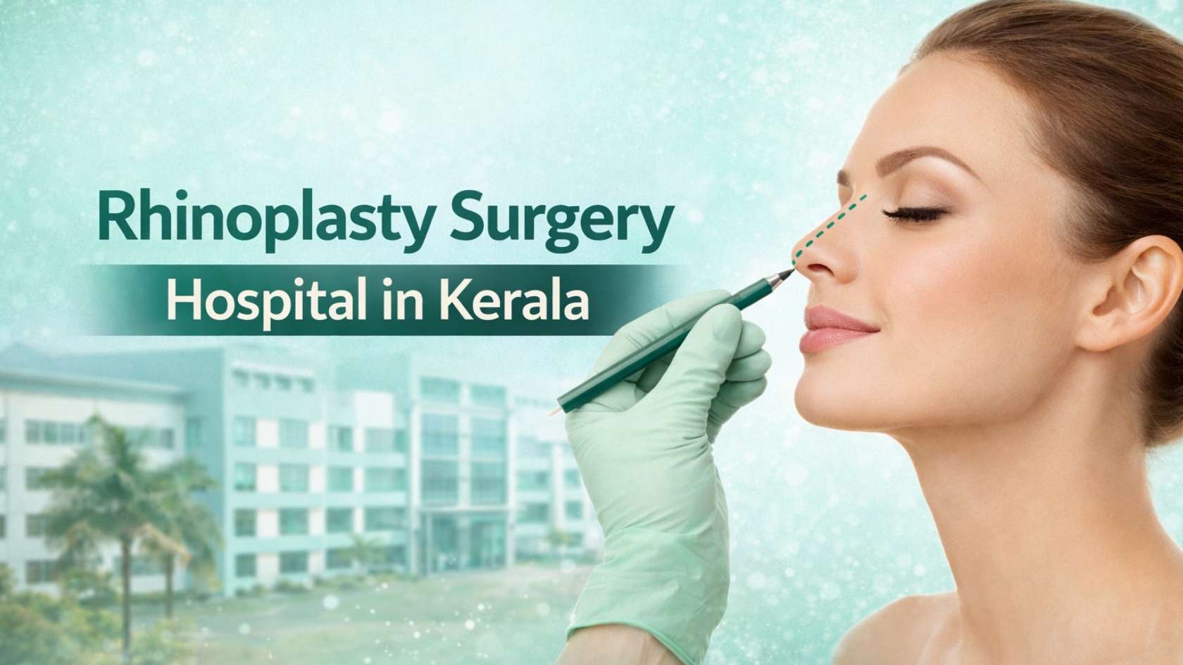 Surgeon marking a woman’s nose for rhinoplasty procedure at a rhinoplasty surgery hospital in Kerala