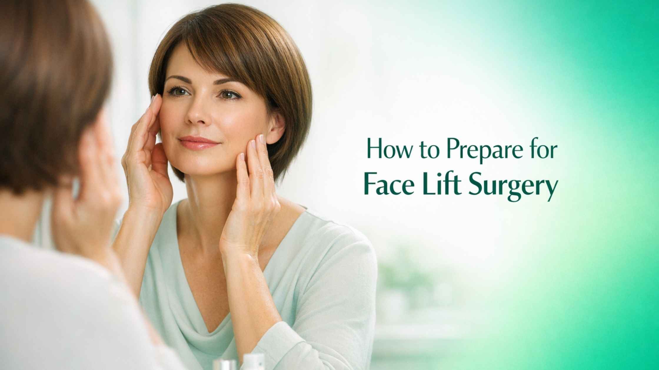 How to Prepare for Face Lift Surgery woman checking facial skin before cosmetic procedure