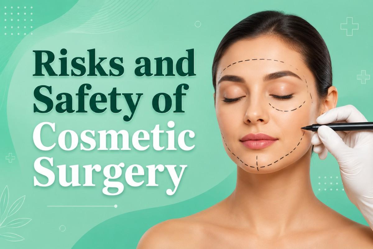 Woman with pre-surgery facial markings illustrating risks and safety of cosmetic surgery.