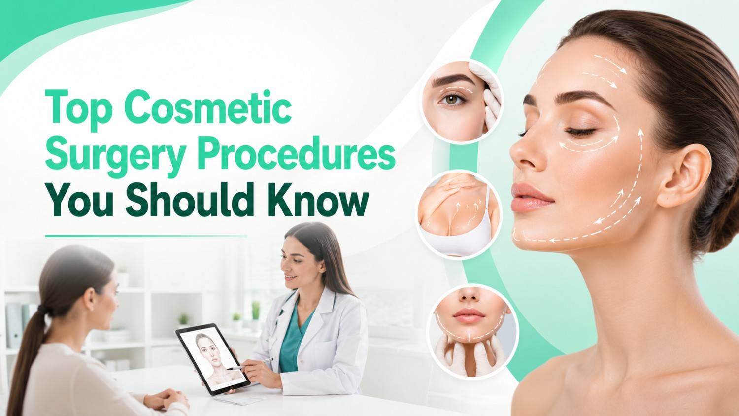 Top Cosmetic Surgery Procedures You Should Know featuring a plastic surgeon consultation and facial contour planning.