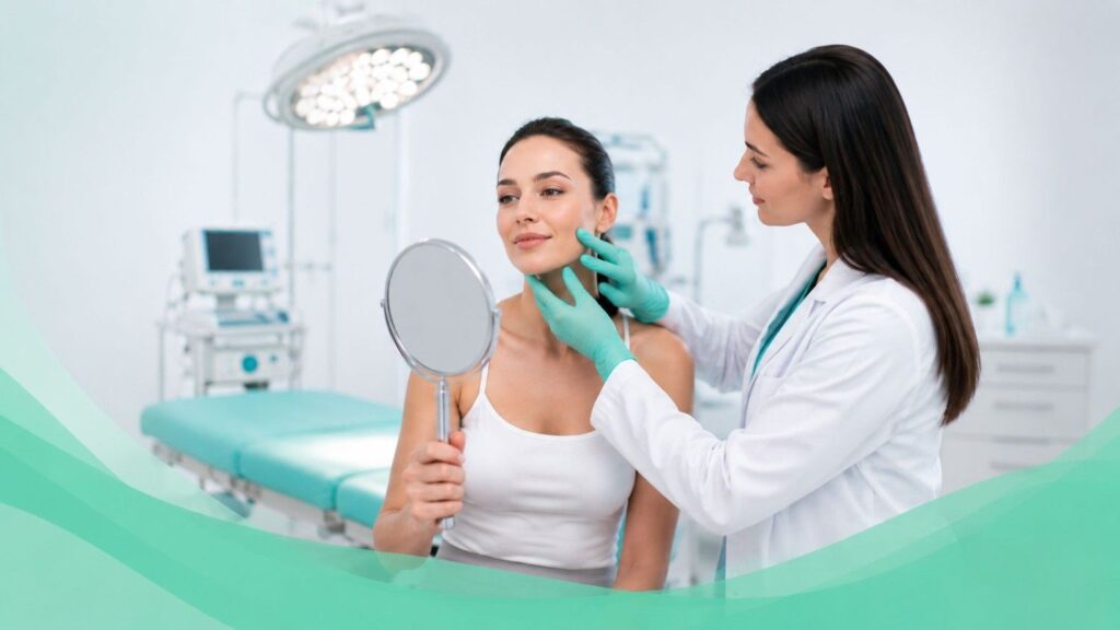 Patient consultation explaining What Is Cosmetic Surgery? with a plastic surgeon discussing personalized cosmetic surgery options in a modern clinical setting.