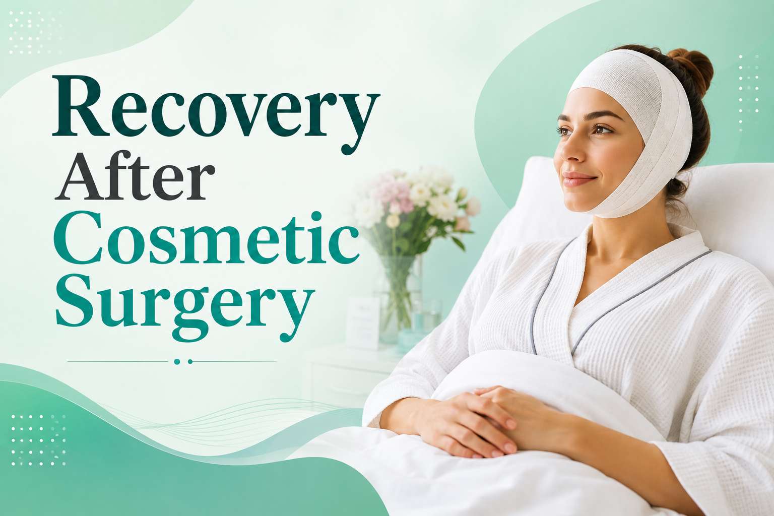 Patient recovering after cosmetic surgery with facial bandages, highlighting Recovery After Cosmetic Surgery and proper healing after a cosmetic procedure.