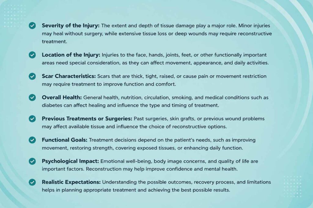 Important factors that affect reconstructive plastic surgery treatment decisions