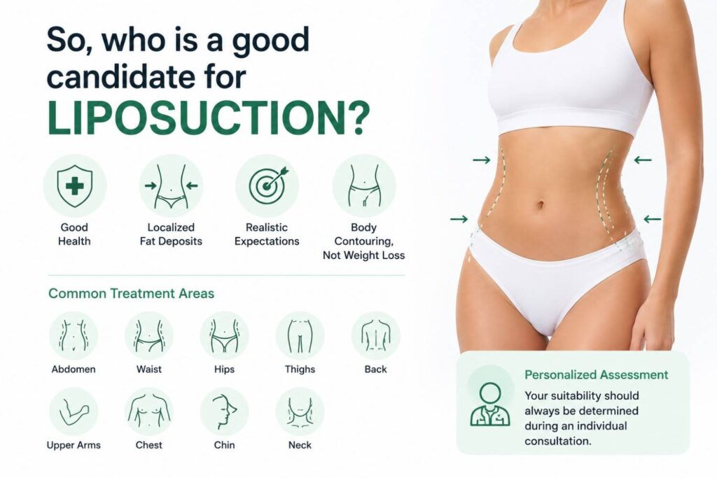 Who is a good candidate for liposuction and common treatment areas