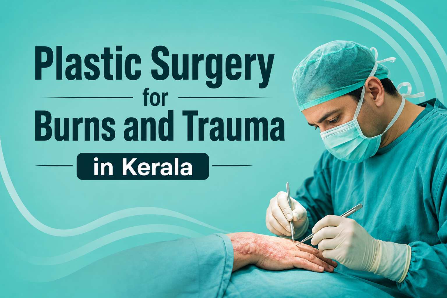 Plastic surgery for burns and trauma in Kerala showing a surgeon treating a burn injury
