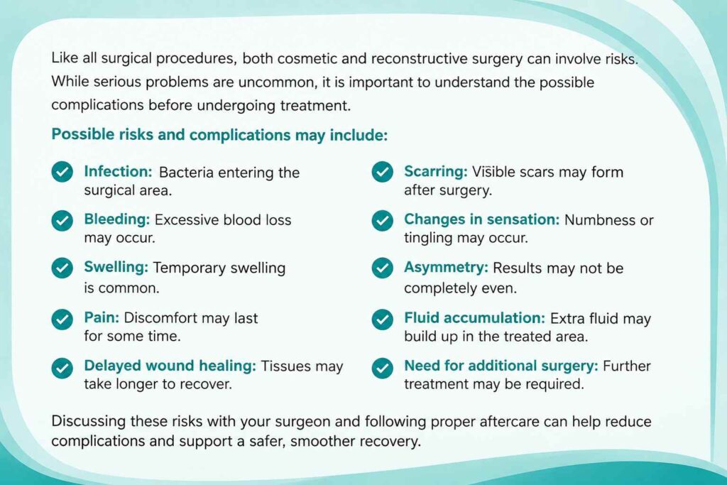 Possible risks and complications of cosmetic and reconstructive plastic surgery