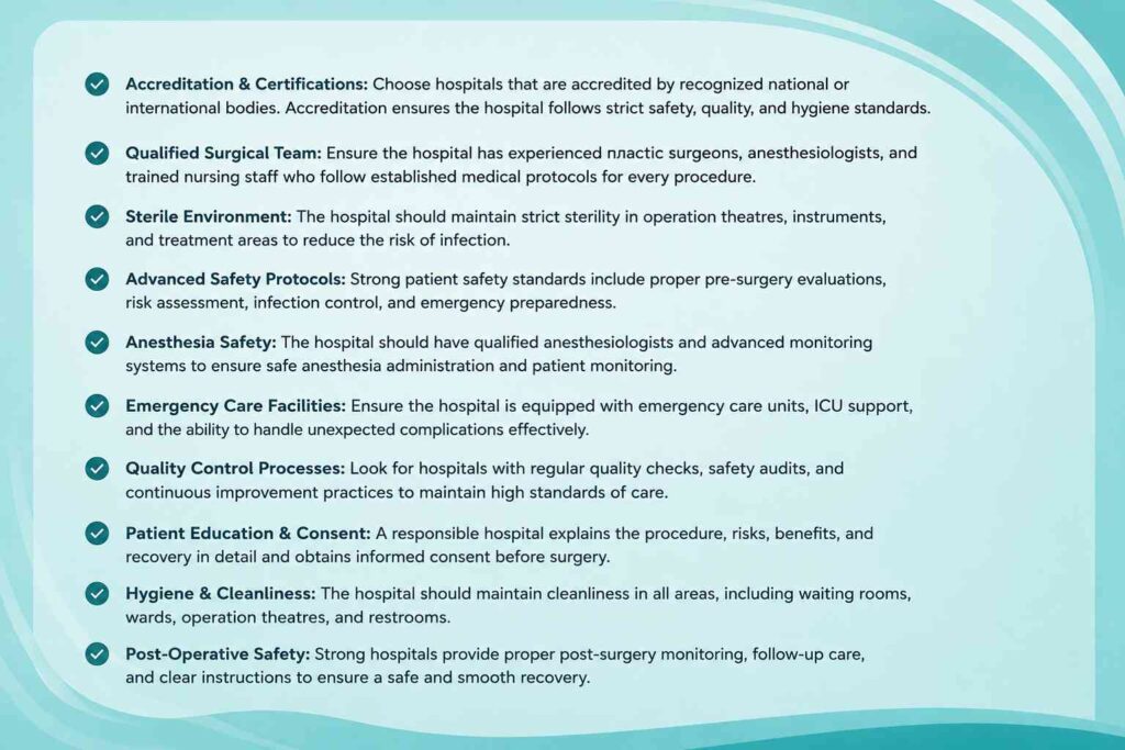 Strong patient safety standards in a plastic surgery hospital