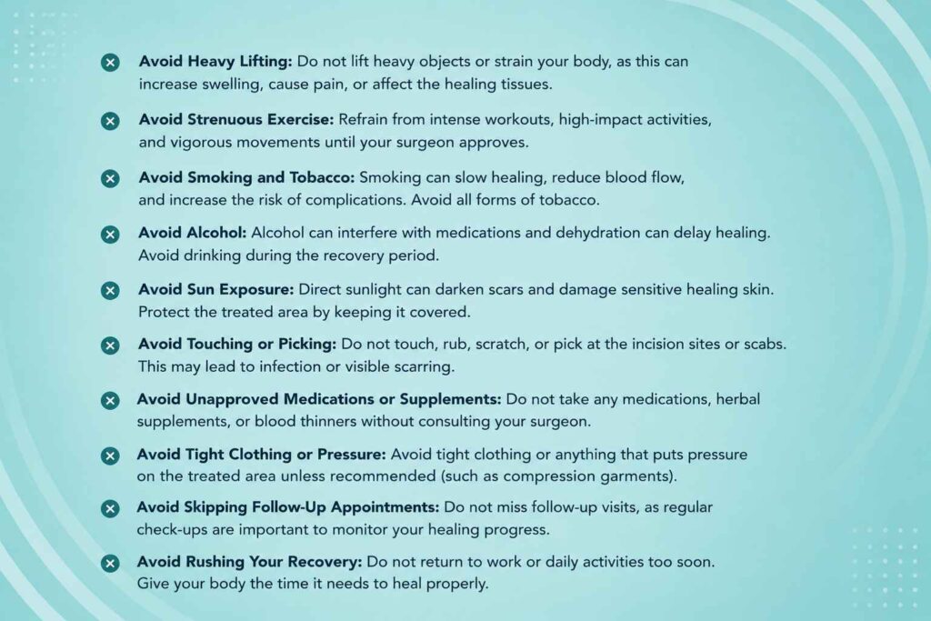 Things to avoid during recovery after plastic surgery