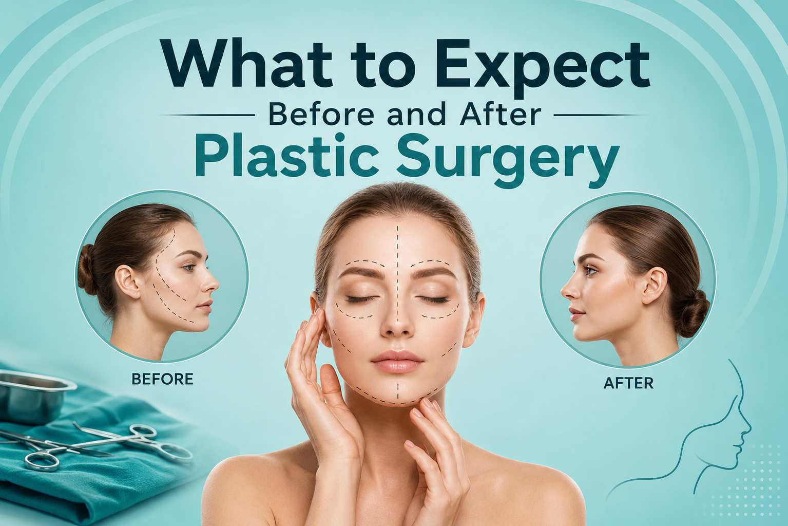 What to expect before and after plastic surgery showing preparation and recovery concepts