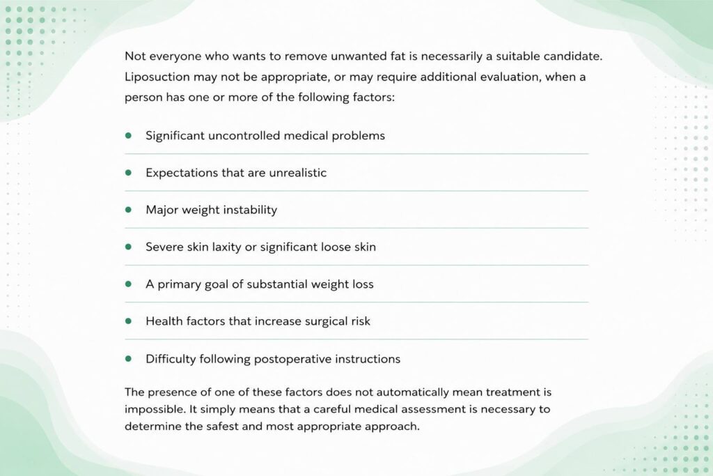 Factors that may make someone unsuitable for liposuction